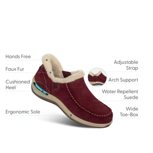 Women's Burgundy Ankle Booties - Picture 3 of 5